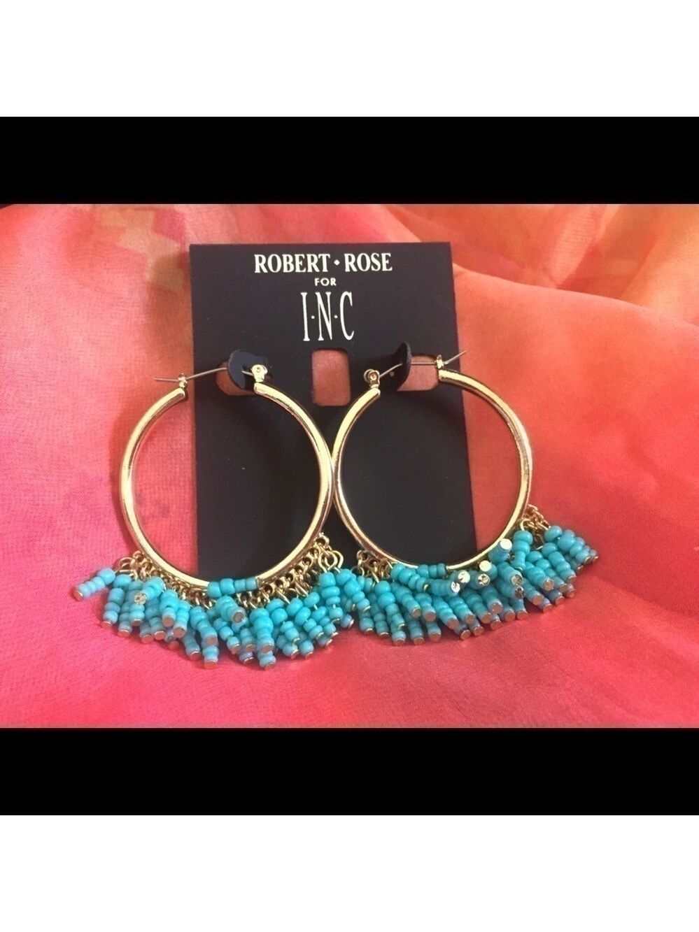 Robert Rose INC Blue Seed Bead Hoop Earrings